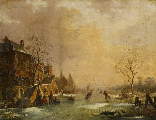 Winterlich vereister Kanal in Holland