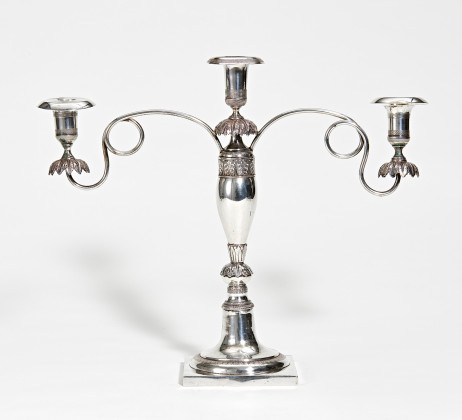 Three-armed silver candelabra Biedermeier