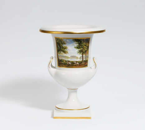 Kratervase mit Landschaft