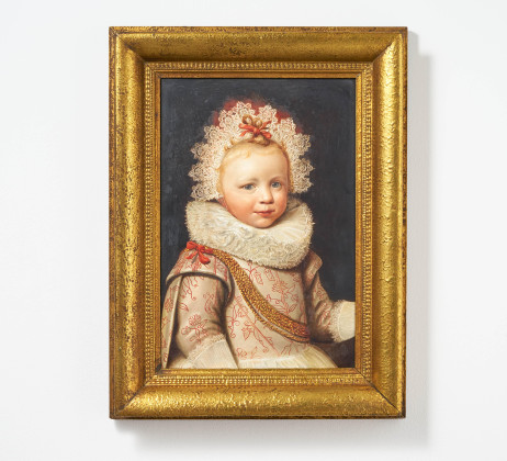 Großes Porzellangemälde mit Kinderportrait