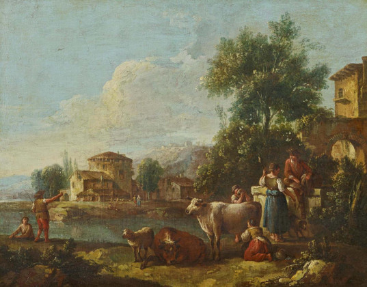 Italian Landscape with Shepherds at the Fountain
