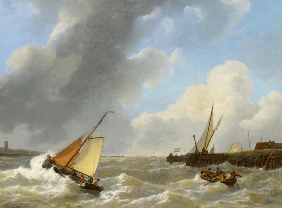 Boats in Stormy Seas in the Estuary