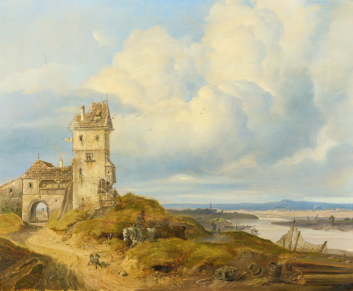 Franconian Landscape with River Course and Customs Tower