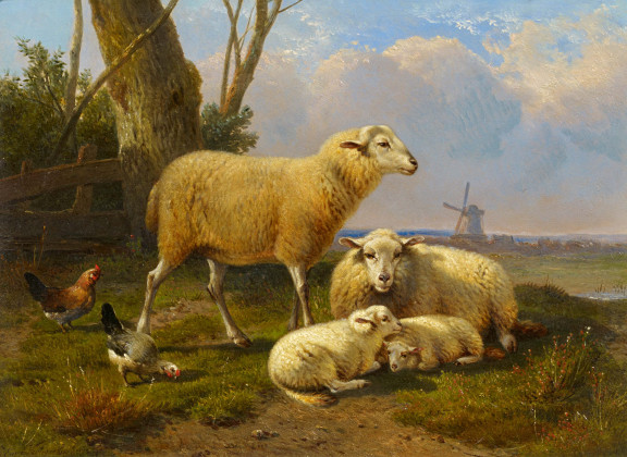 Pasture Landscape with Sheep