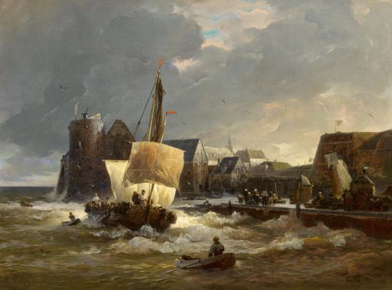 Gewitterstimmung an einem holländischen Hafen