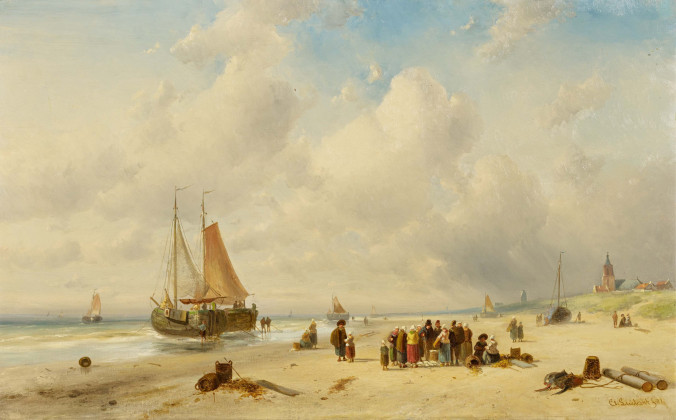 Fischmarkt am holländischen Strand