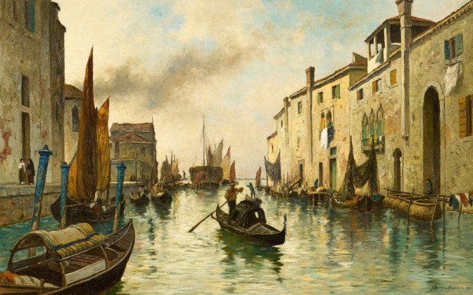 Blick auf den Rio del Ponte Longo auf der Insel Giudecca in Venedig