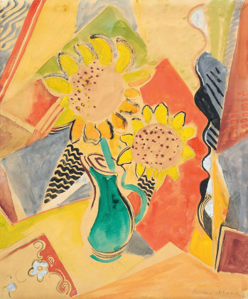 Sonnenblumen in grüner Vase