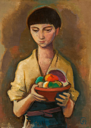 Junge mit Früchteschale