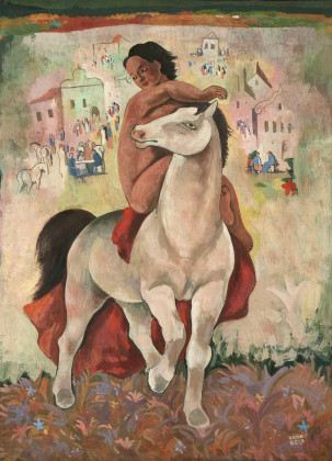 Untitled (Weißes Pferd mit Reiter)