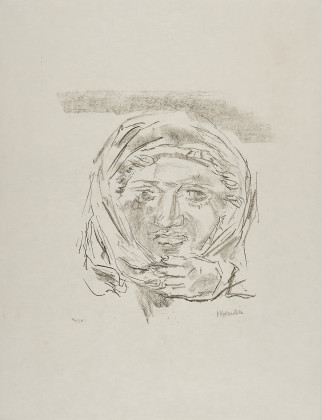 Antikes Medaillon: Mädchen mit Kopftuch (Aus: Apulia)