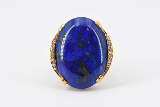 Lapislazuli-Diamant-Ring