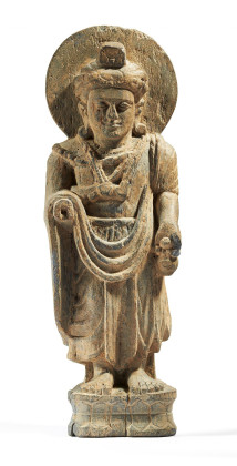 Bodhisattva Maitreya standing on double lotus base