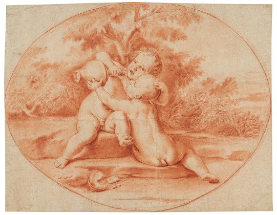 Jockeying Cherubs with Water Jug