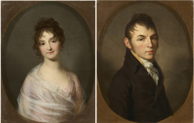 Zwei Gemälde: Porträts eines Paares