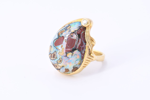 Boulder Opal Diamond Ring