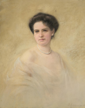 Porträt der Clara Biesenbach-Kaumanns (1874-1954) mit Perlenkette