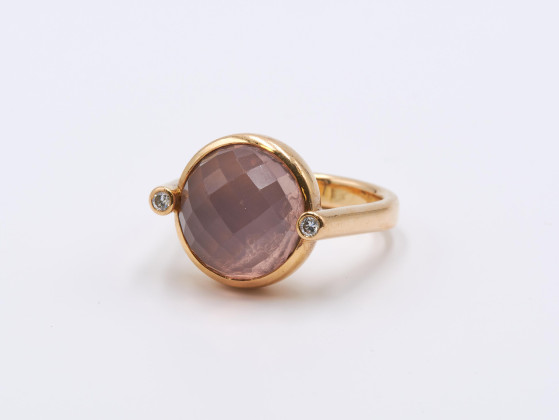 Rosenquarz-Diamant-Ring