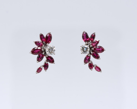 Ruby Diamond Stud Earrings