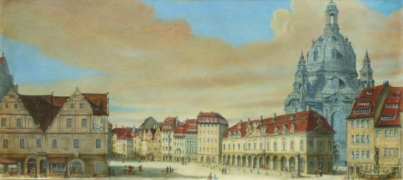 Dresden. Alte Ansicht am Neumarkt mit der Frauenkirche