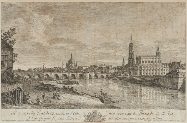Perspective du Pont de Dresde sur L'Elbe