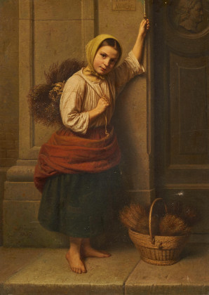 Little Girl Selling Brooms