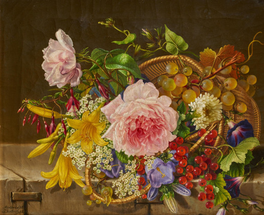 Basket with Flowers and Berries