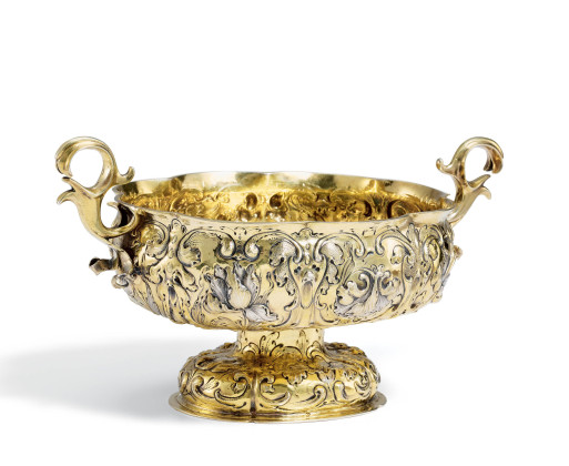 Large brandy bowl with lavish floral relief