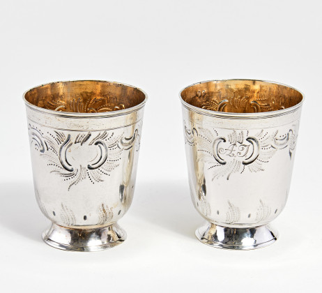 Pair of bell beakers with gilt interior