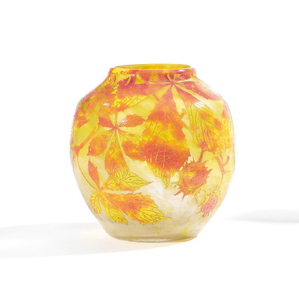Bulbous Vase with Chestnut Decor