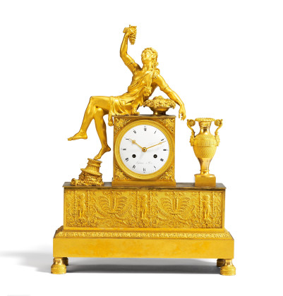 Pendulum clock with bacchant