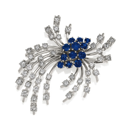 Sapphire Diamond Brooch