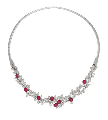 Burma Ruby and Diamond Necklace/Bracelet