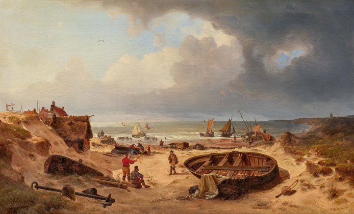 Fischerfamilien am Strand von Scheveningen