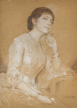Porträt einer vornehmen jungen Dame in elegantem Kleid