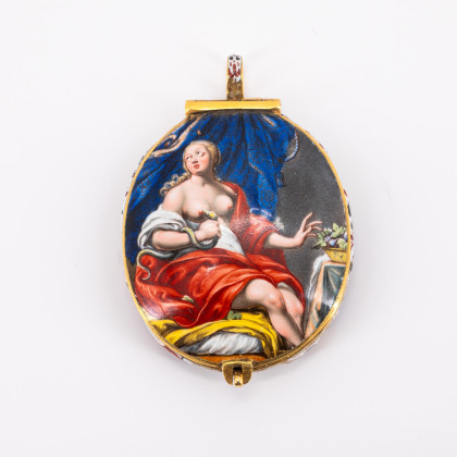 Ovales Medaillon mit Darstellungen der Lukretia und Kleopatra
