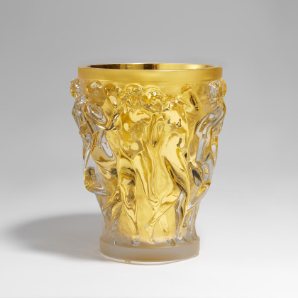 LARGE GLASS VASE 'BACCHANTES' WITH INNER-GILDING