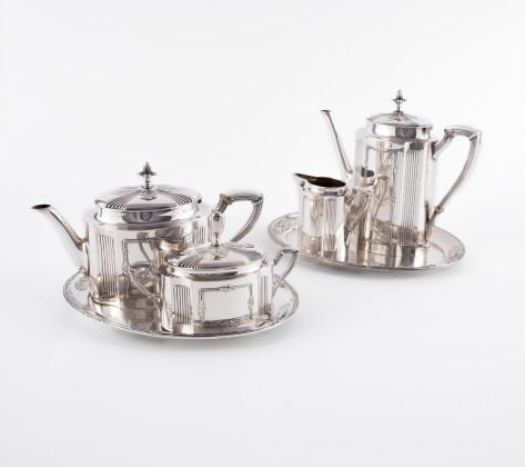 SIX PART SILVER COFFEE AND TEA SERVICE