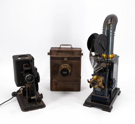 Cinematograph, laterna magica, camera and films