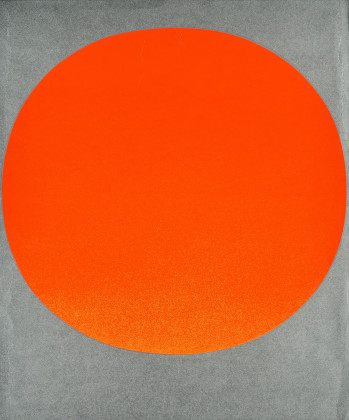 Orange-roter Kreis auf silber