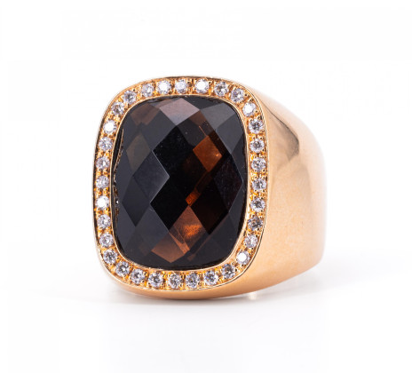 Rauchquarz-Diamant-Ring