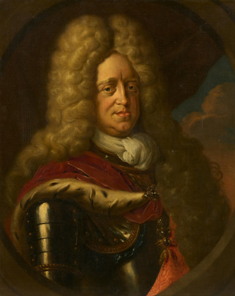 Amtsstubenporträt des Kurfürsten Johann Wilhelm von der Pfalz (1658-1716) in Rüstung mit Allongeperücke