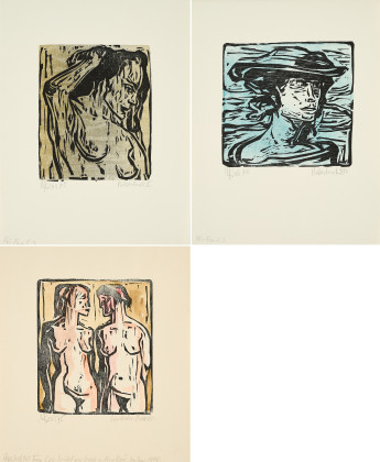 Mixed lot of 3 woodcuts