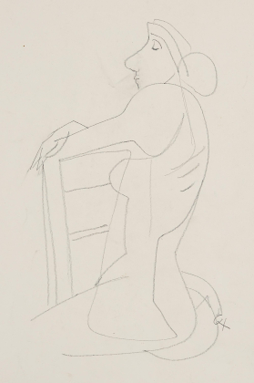 Nude woman to the left on a chair II (recto) / Girl's head (verso)