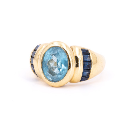 Blautopas-Saphir-Ring