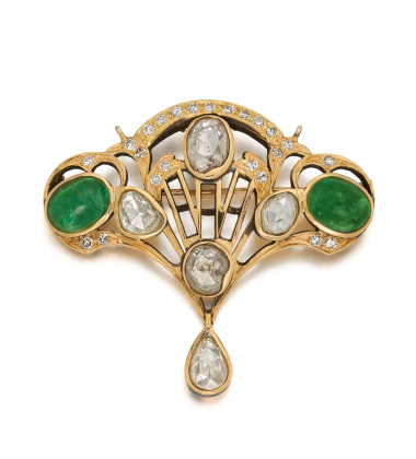 Gemstone-Diamond-Brooch