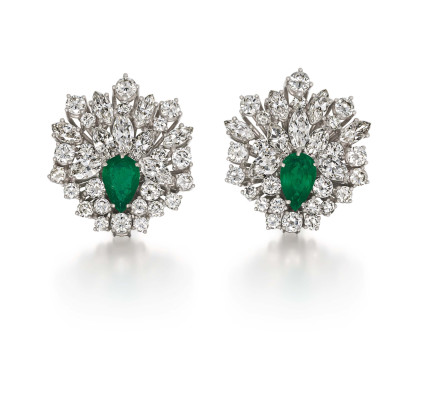 Emerald-Diamond-Ear Clip Ons