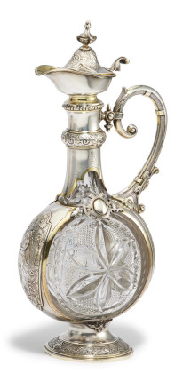 LARGE SILVER DECANTER WITH SILVER MOUNT
