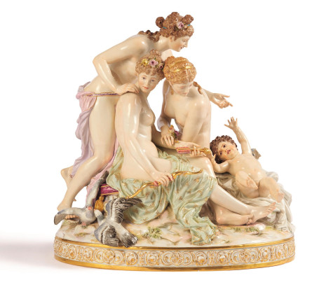 LARGE PORCELAIN GROUP 'THREE GRACES WITH CUPID'