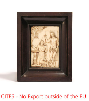 THE IVORY RESURRECTED CHRIST APPEARS TO HIS MOTHER MARY
